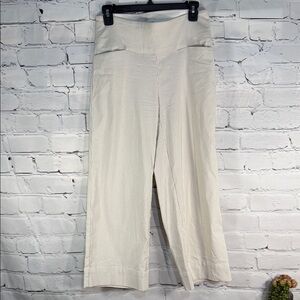 S.C. & CO 360° Tummy Control Capris. Cream with tan pinstripes. So flattering